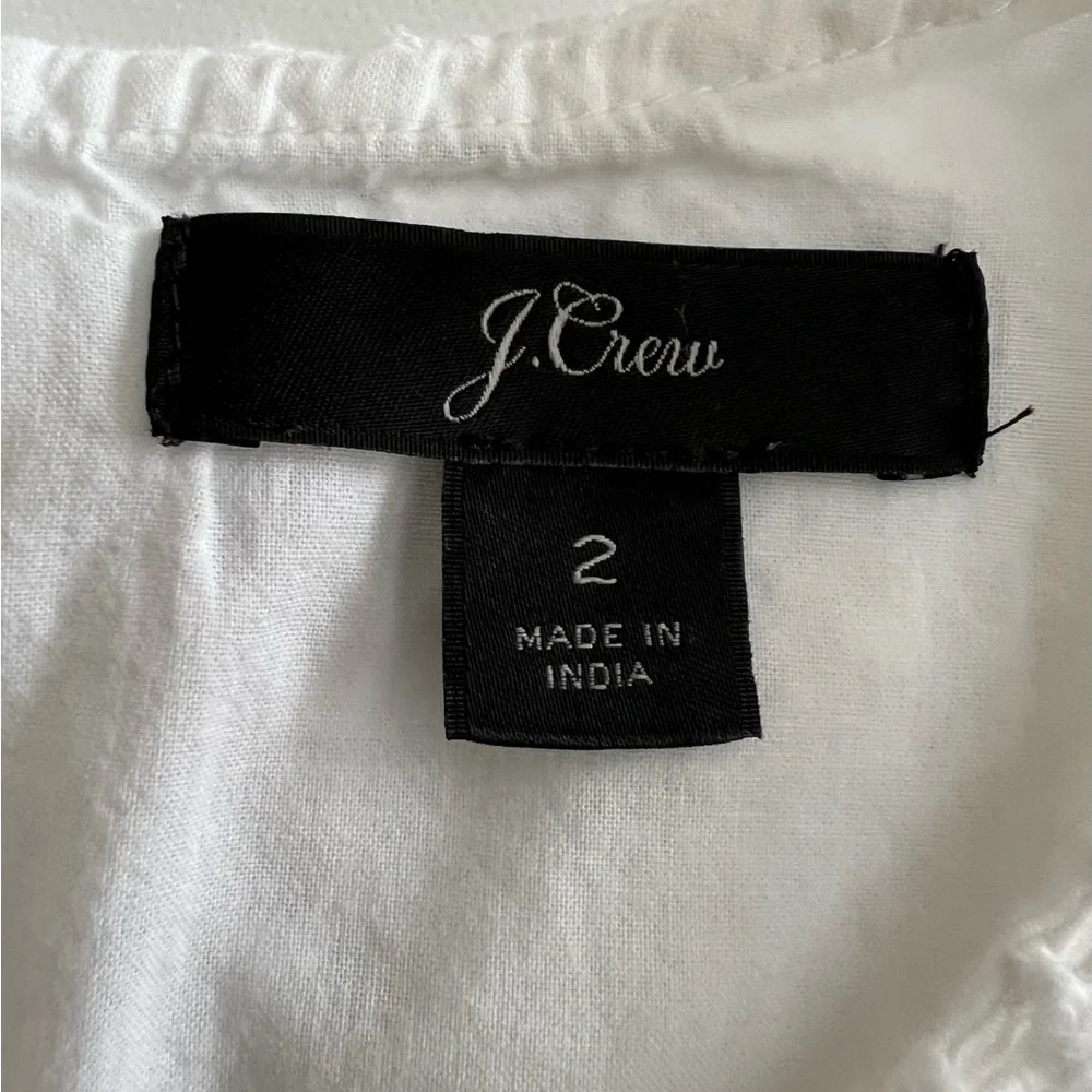 J Crew Women Size 2 Shift Dress White Eyelet 3/4 Sleeve Resort Wear 100% Cotton